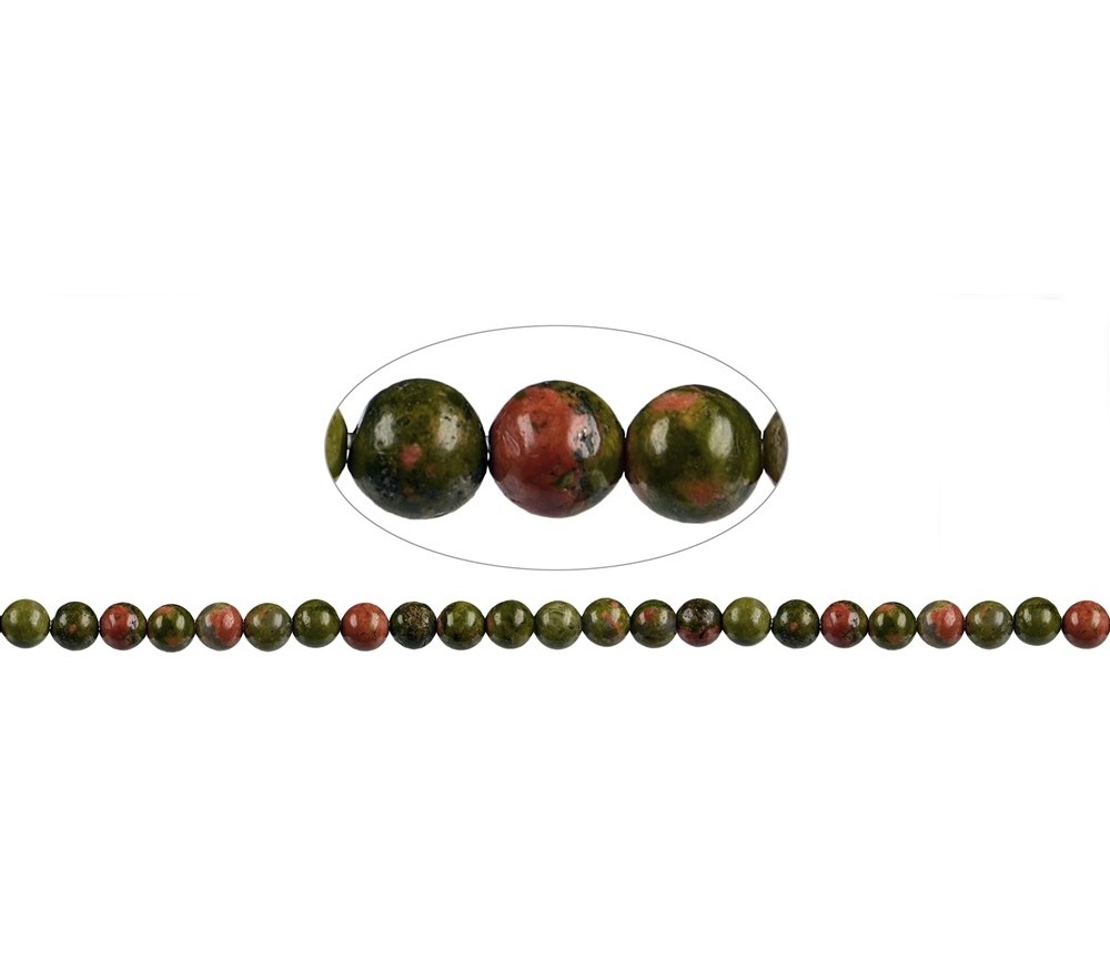 Heilstein & Edelstein-Strang - Kugeln, Unakit, 08-09mm