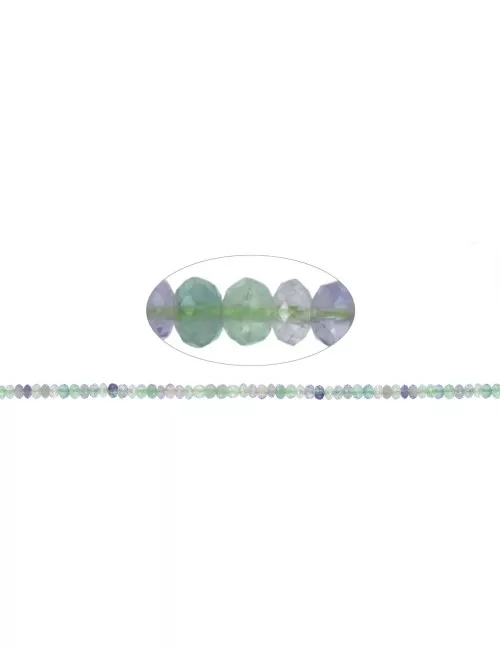 Heilstein & Edelstein-Strang - Button, Fluorit, facettiert, 02 x 04mm (39cm)