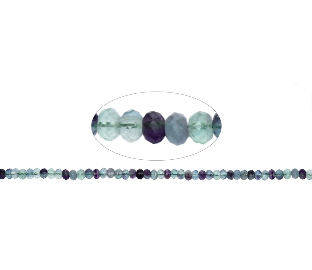 Heilstein & Edelstein-Strang - Button, Fluorit, facettiert, 04 x 06mm