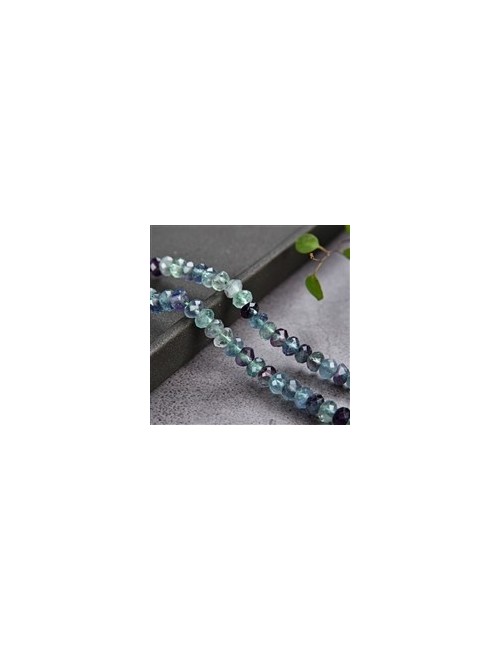 Heilstein & Edelstein-Strang - Button, Fluorit, facettiert, 04 x 06mm