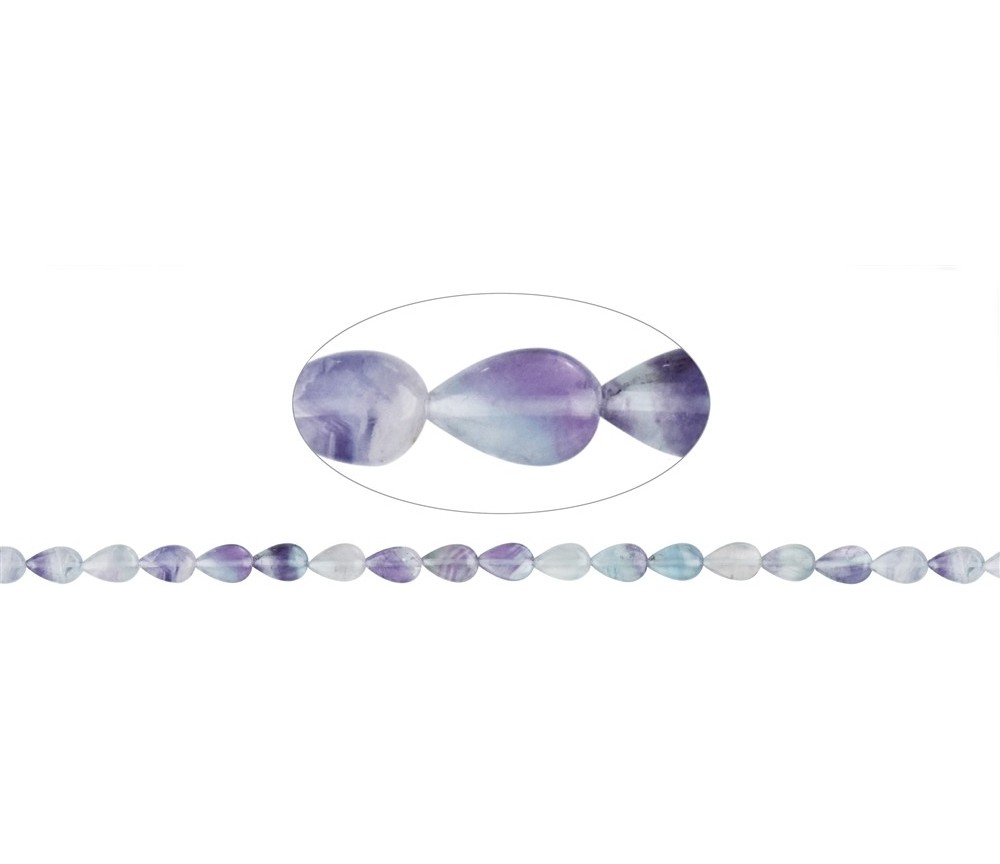 Heilstein & Edelstein-Strang - Tropfen, Fluorit, 12 x 08mm