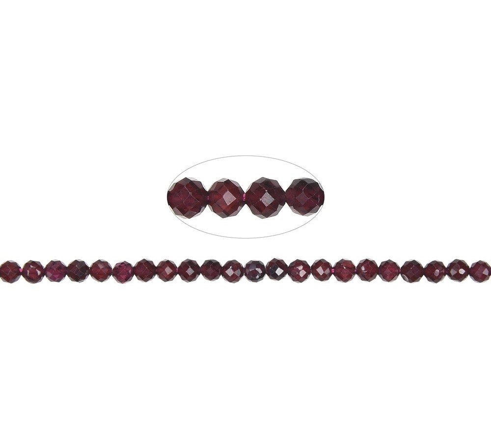 Heilstein & Edelstein-Strang - Kugeln, Granat, facettiert, 04mm