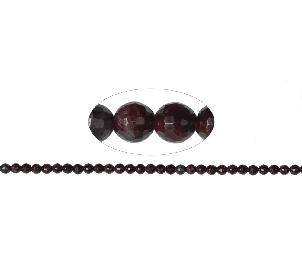Heilstein & Edelstein-Strang - Kugeln, Granat, facettiert, 06mm
