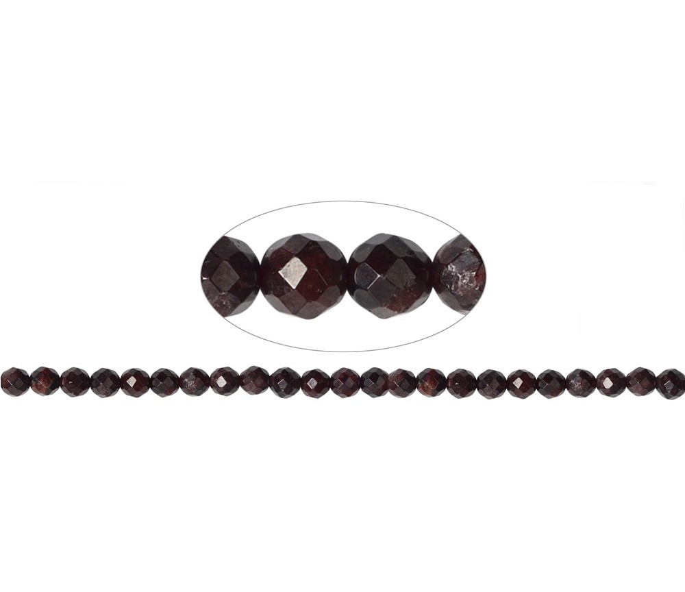 Heilstein & Edelstein-Strang - Kugeln, Granat, facettiert, 08mm (37cm)