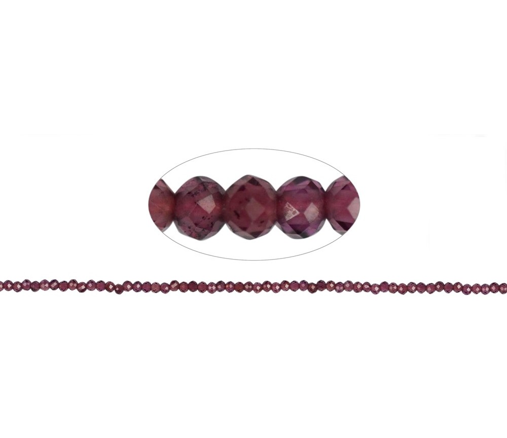 Heilstein & Edelstein-Strang - Kugeln, Granat (violett), facettiert, 02mm