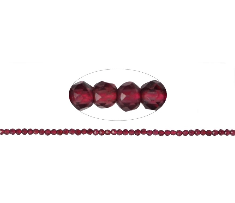 Heilstein & Edelstein-Strang - Kugeln, Granat, facettiert, 02mm
