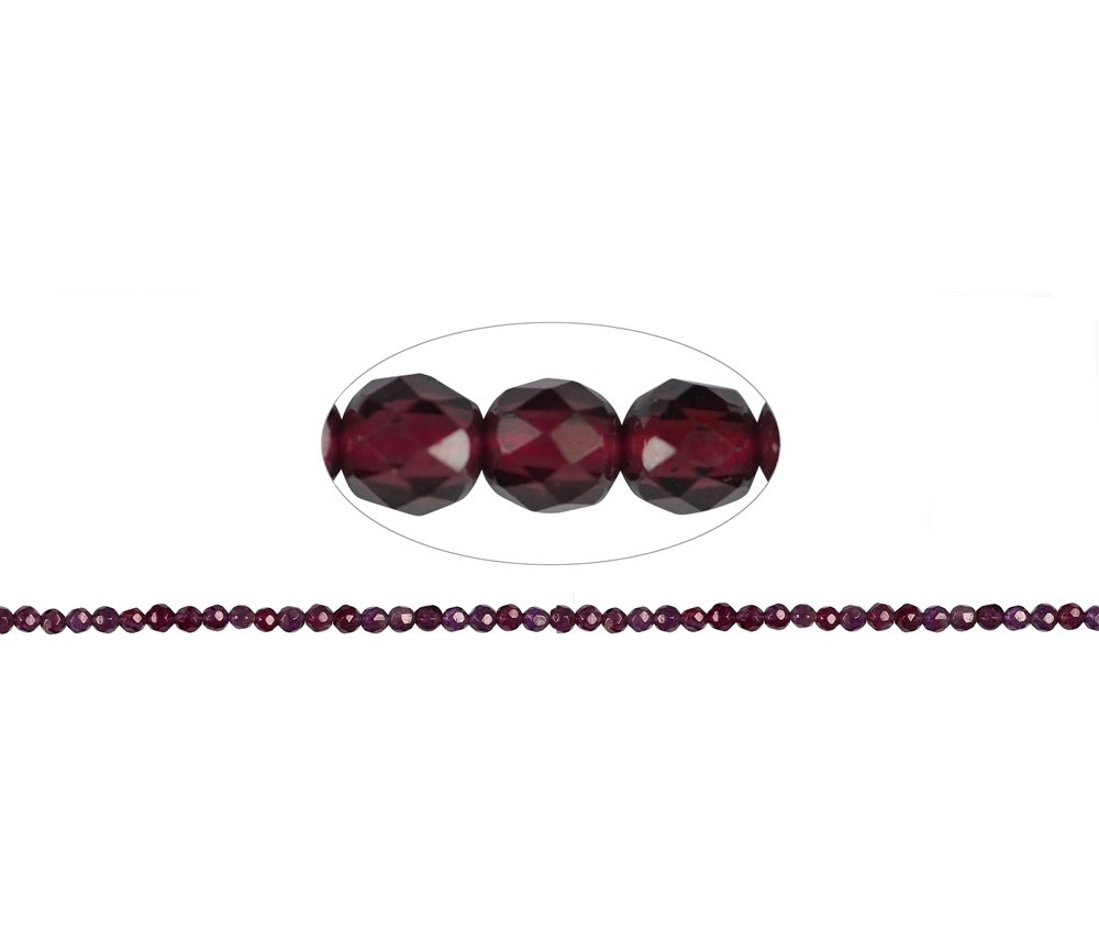 Heilstein & Edelstein-Strang - Kugeln, Granat, facettiert, 03mm (38cm)