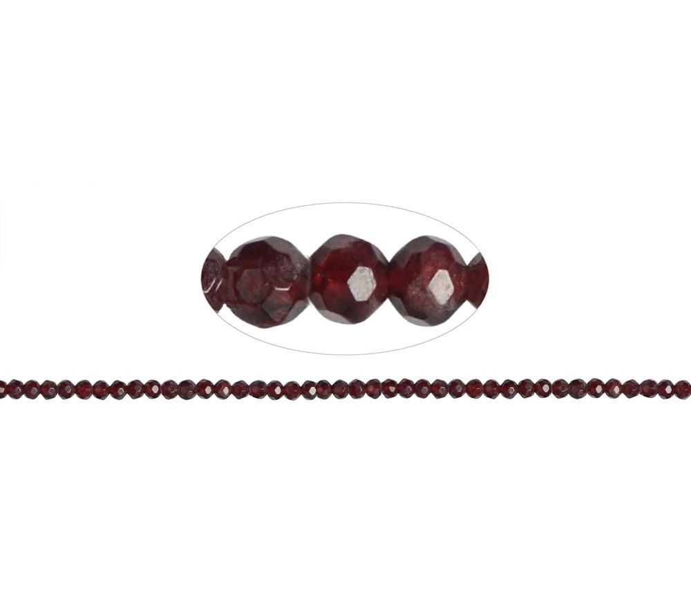 Heilstein & Edelstein-Strang - Kugeln, Granat (rot), facettiert 04mm (38cm)