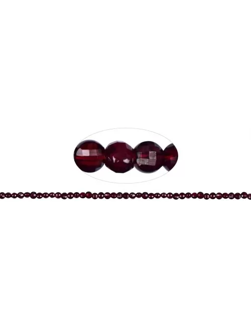 Heilstein & Edelstein-Strang - Linsen, Granat, facettiert, 03 x 04mm