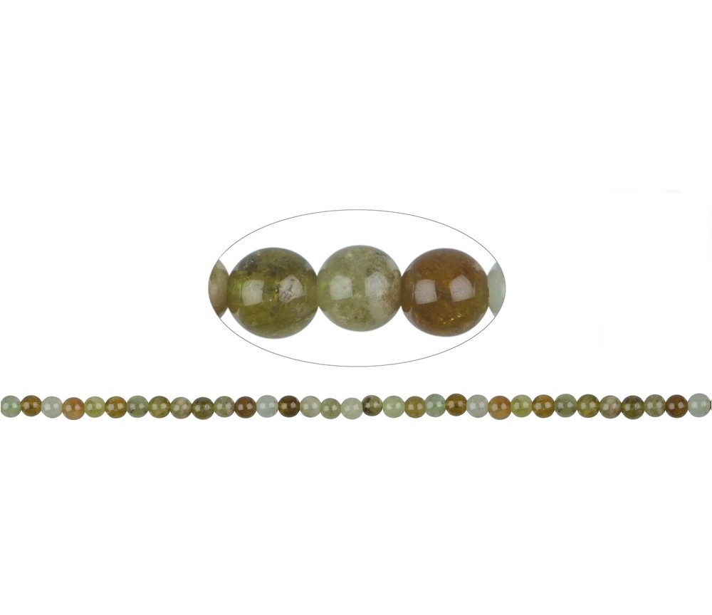 Heilstein & Edelstein-Strang - Kugeln, Granat grün und braun, 05mm