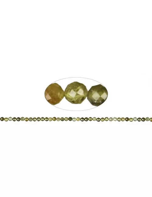 Heilstein & Edelstein-Strang - Kugeln, Granat grün (Grossular), facettiert, 04mm (39cm)