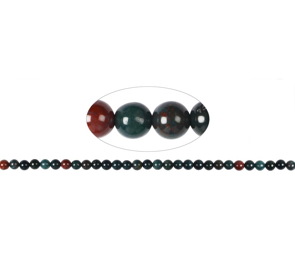 Heilstein & Edelstein-Strang - Kugeln, Heliotrop, 06mm