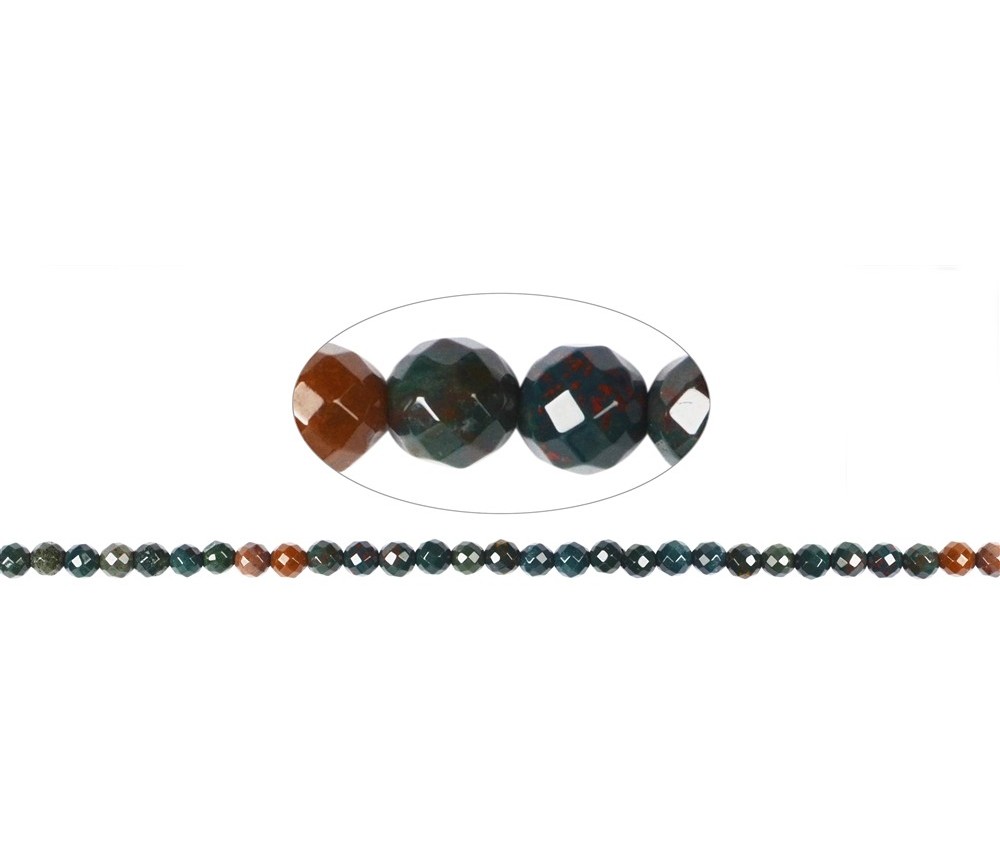 Heilstein & Edelstein-Strang - Kugeln, Heliotrop, facettiert, 06mm (38 cm)