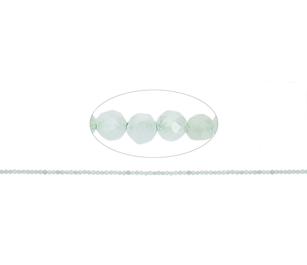 Heilstein & Edelstein-Strang - Kugeln, Jadeit, facetted, 02mm (39cm)