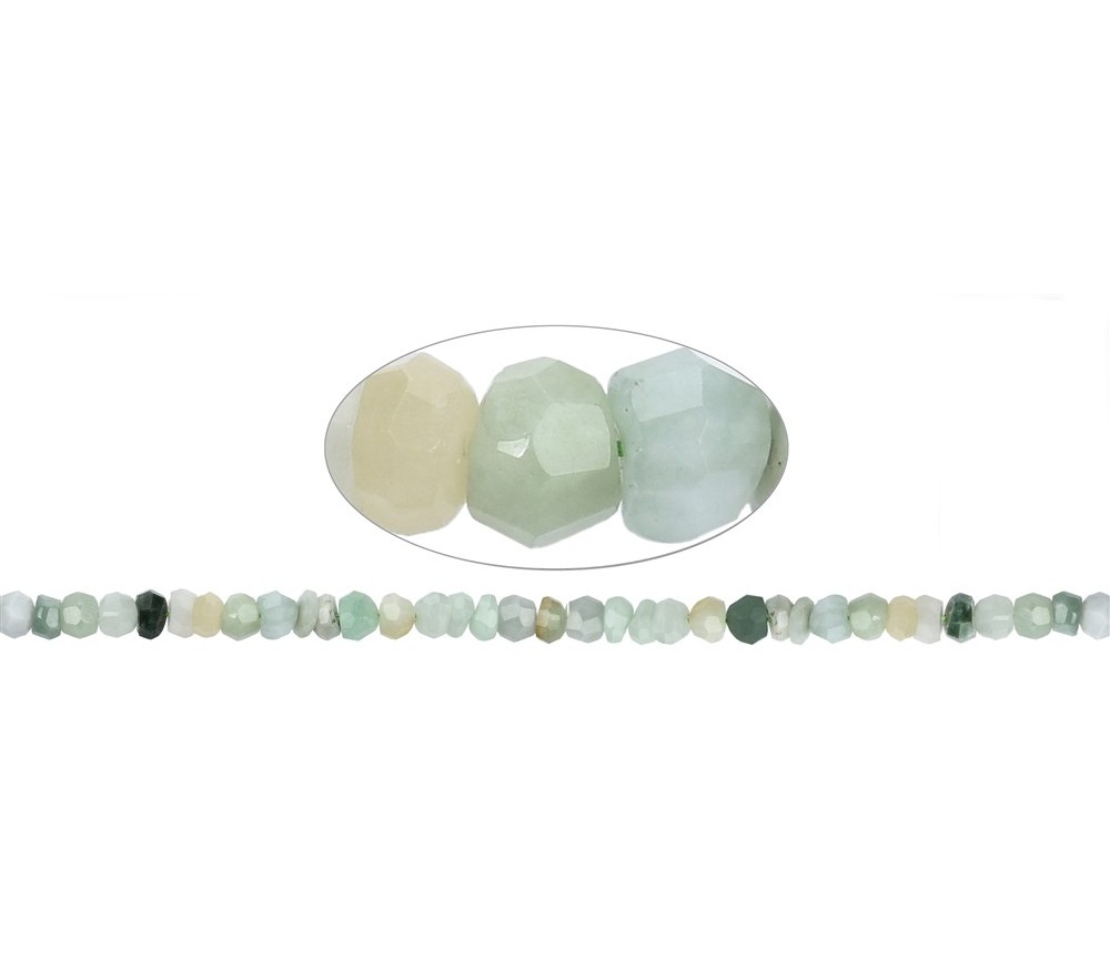 Heilstein & Edelstein-Strang - Button Freeform, Jadeit, facettiert, 03-06 x 07-08mm