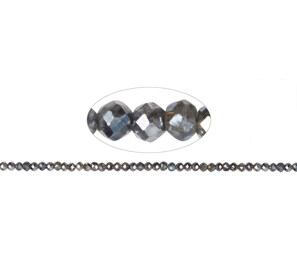 Heilstein & Edelstein-Strang - Kugeln, Labradorit (bedampft), facettiert, 04mm