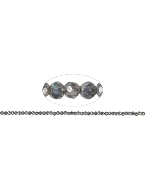 Heilstein & Edelstein-Strang - Kugeln, Labradorit (bedampft), facettiert, 03mm