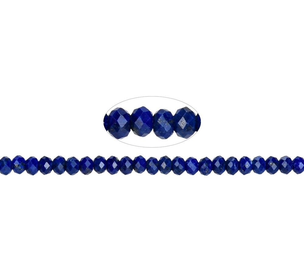 Heilstein & Edelstein-Strang - Button, Lapis Lazuli A+, facettiert,  02 x 04mm