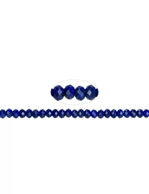 Heilstein & Edelstein-Strang - Button, Lapis Lazuli A+, facettiert, 02 x 04mm