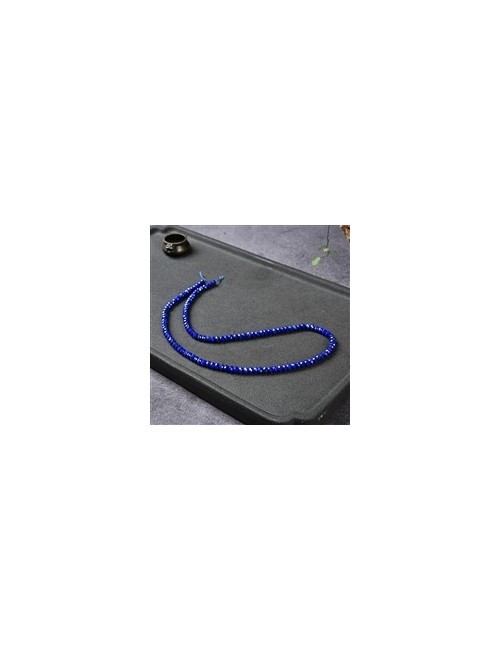 Heilstein & Edelstein-Strang - Button, Lapis Lazuli A+, facettiert,  02 x 04mm