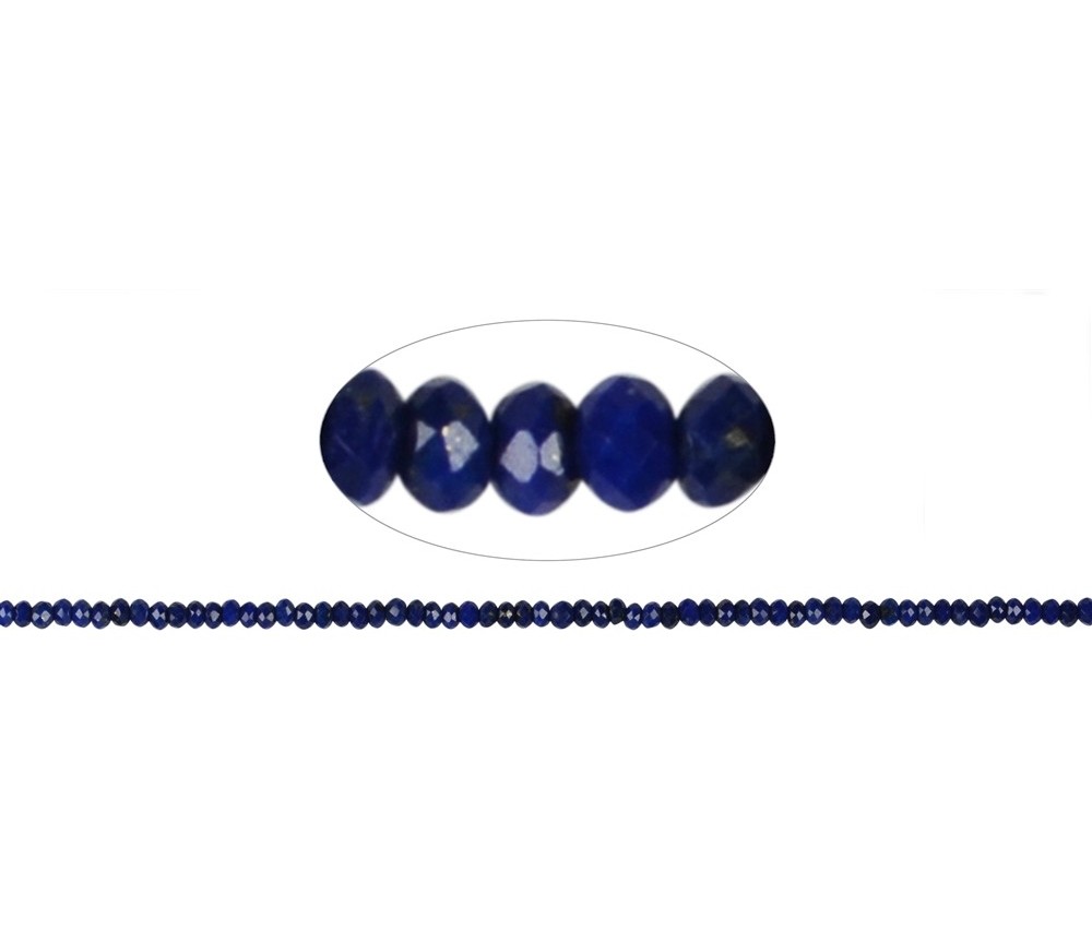 Heilstein & Edelstein-Strang - Button, Lapis Lazuli A+, facettiert, 02 x 03mm