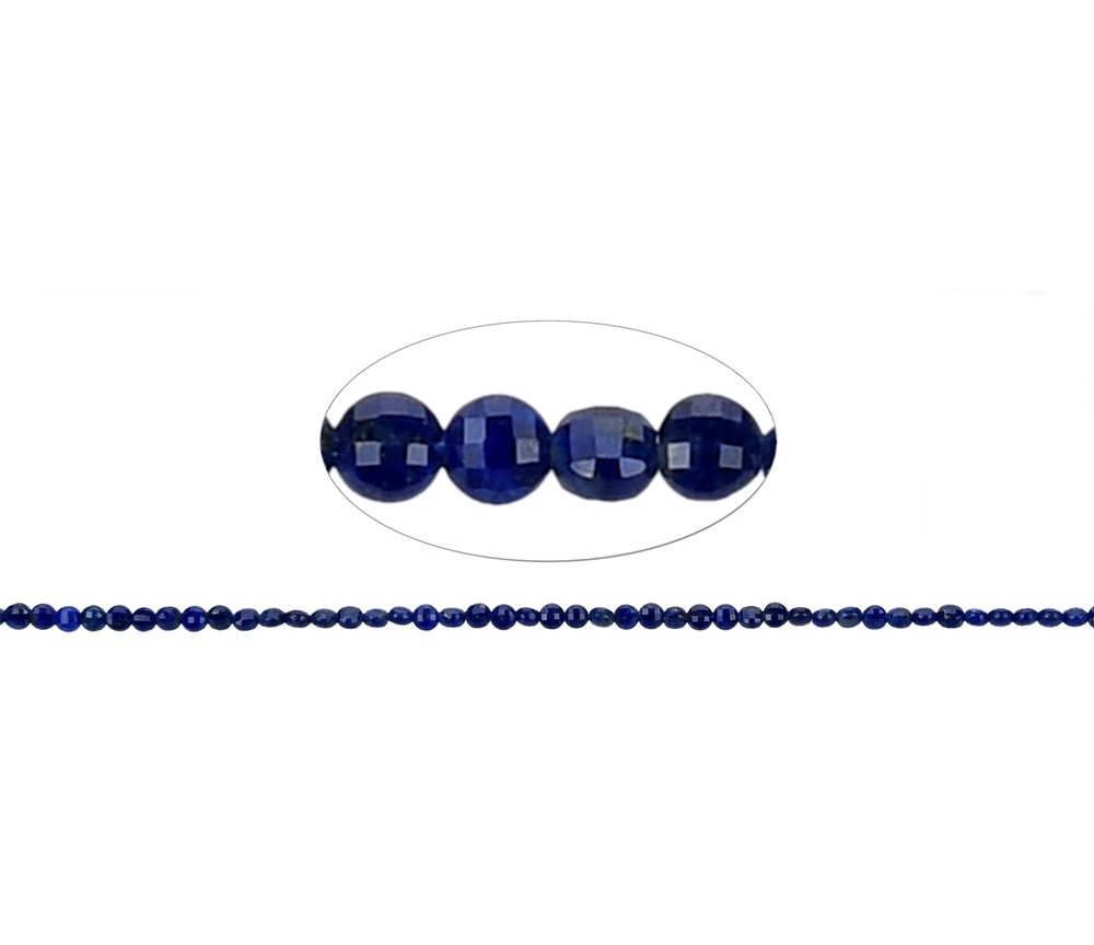 Heilstein & Edelstein-Strang - Scheibe/Coin, Lapis Lazuli, facettiert, 01,5 x 02,5mm