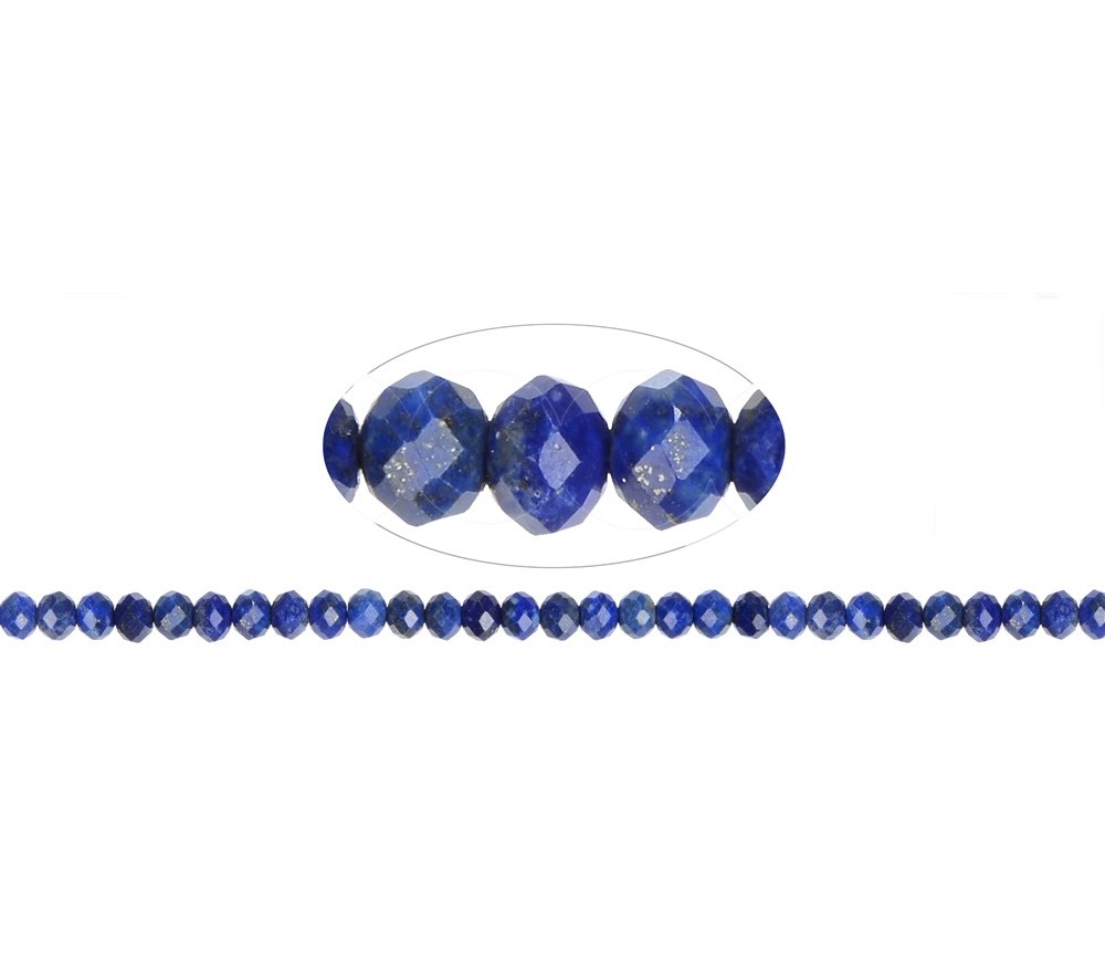 Heilstein & Edelstein-Strang - Button, Lapis Lazuli, facettiert, 05 x 07mm (39cm)