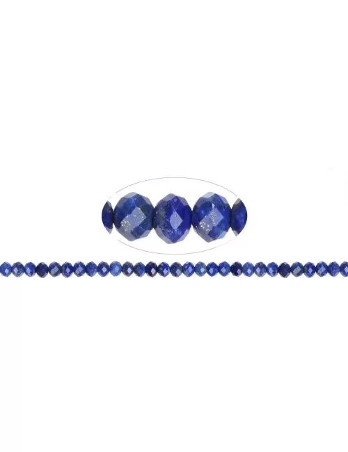 Heilstein & Edelstein-Strang - Button, Lapis Lazuli, facettiert, 05 x 07mm (39cm)