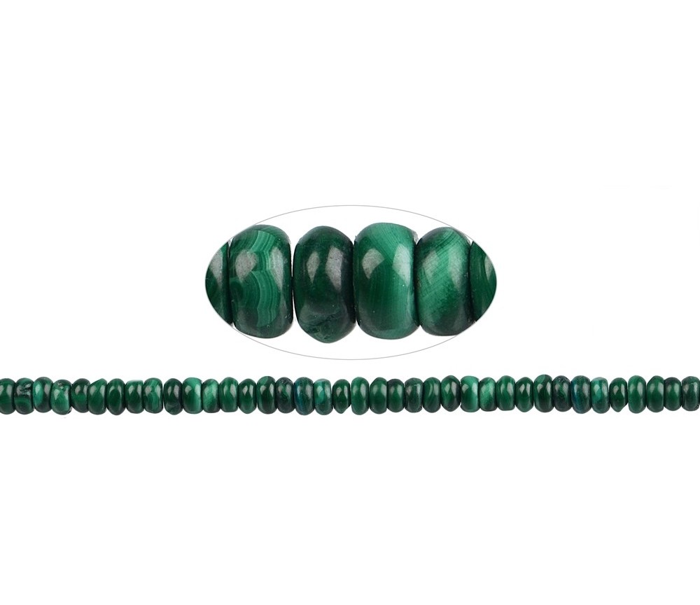 Heilstein & Edelstein-Strang - Button, Malachit (stab.), 03 x 06mm