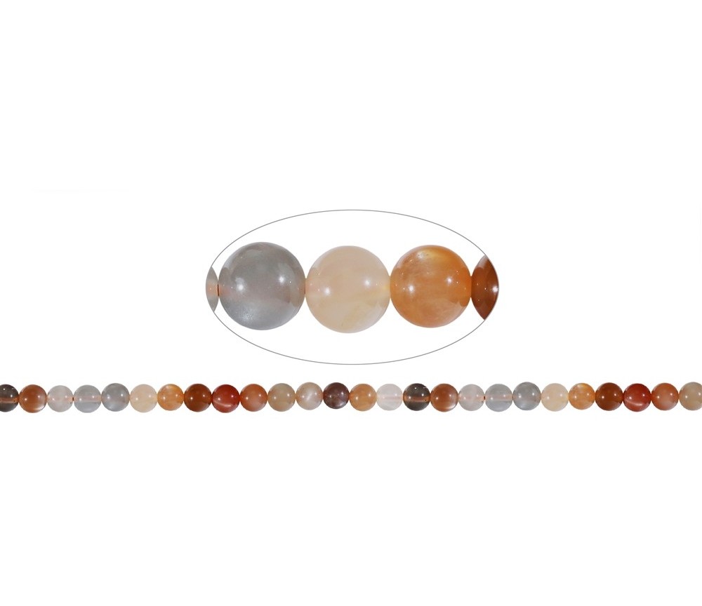 Heilstein & Edelstein-Strang - Kugeln, Mondstein (bunt), 08mm (37cm)