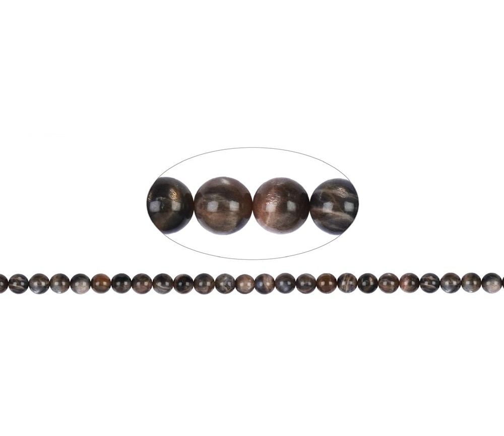 Heilstein & Edelstein-Strang - Kugeln, Mondstein (dunkel), 08mm (39cm)