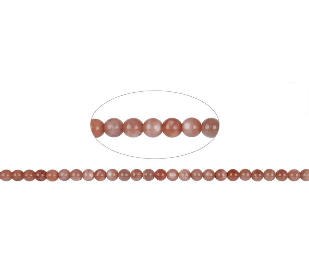Heilstein & Edelstein-Strang - Kugeln, Mondstein (orange), 08mm