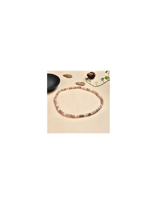 Heilstein & Edelstein-Strang - Kugeln, Mondstein (bunt), facettiert, 06mm