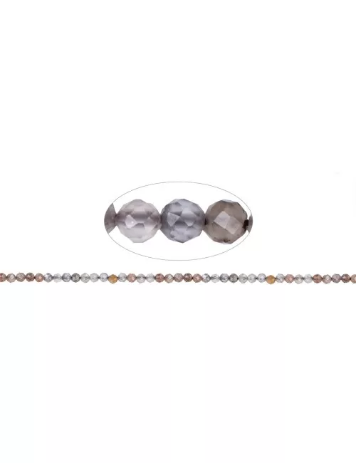 Heilstein & Edelstein-Strang - Kugeln, Mondstein (bunt), facettiert, 03-04mm