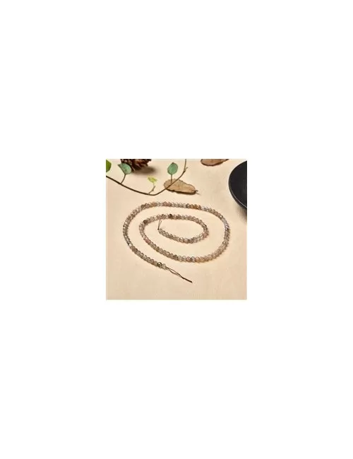 Heilstein & Edelstein-Strang - Kugeln, Mondstein (bunt), facettiert, 03-04mm