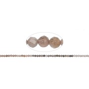 Heilstein & Edelstein-Strang - Kugeln, Mondstein (braun/bunt), facettiert, 03mm