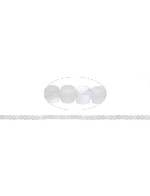 Heilstein & Edelstein-Strang - Würfel, Mondstein (weiß), facettiert, 04mm