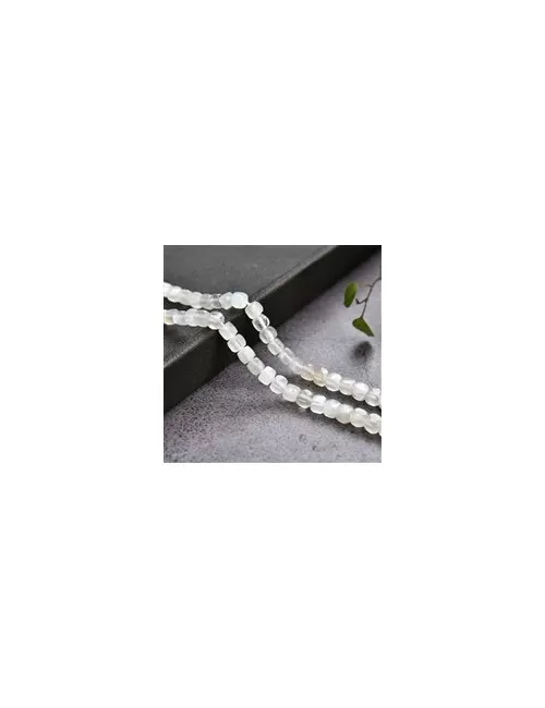 Heilstein & Edelstein-Strang - Würfel, Mondstein (weiß), facettiert, 04mm