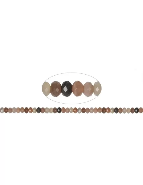 Heilstein & Edelstein-Strang - Button, Mondstein (bunt), facettiert, 05 x 08mm