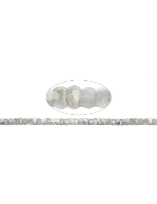 Heilstein & Edelstein-Strang - Button, Mondstein, facettiert, 05-06 x 08-09mm