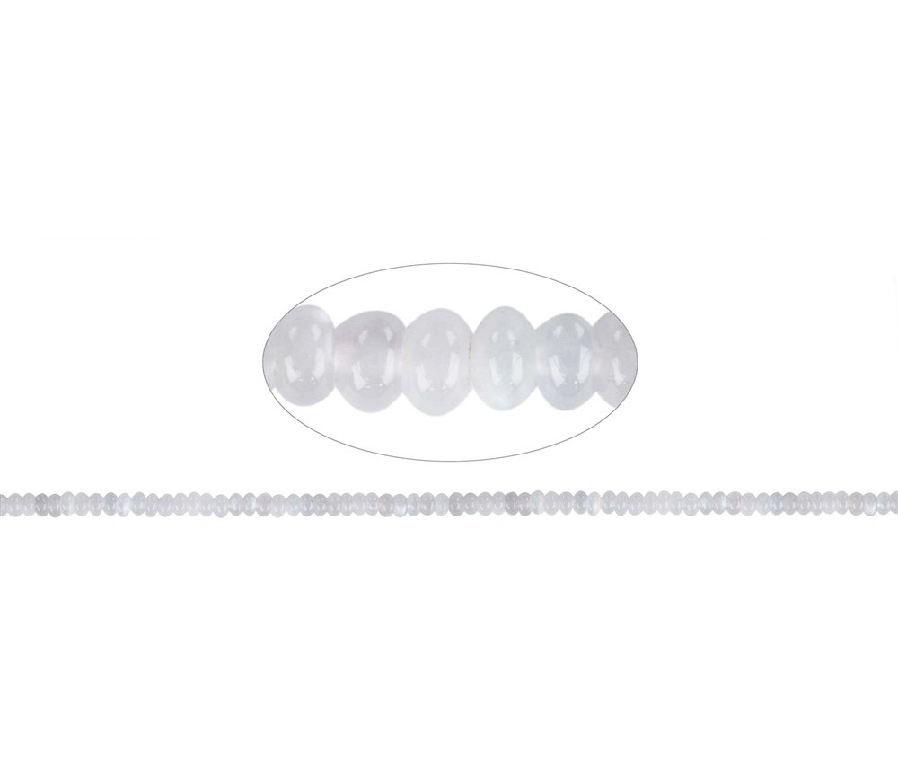 Heilstein & Edelstein-Strang - Button, Mondstein (silbergrau), 03 x 05mm