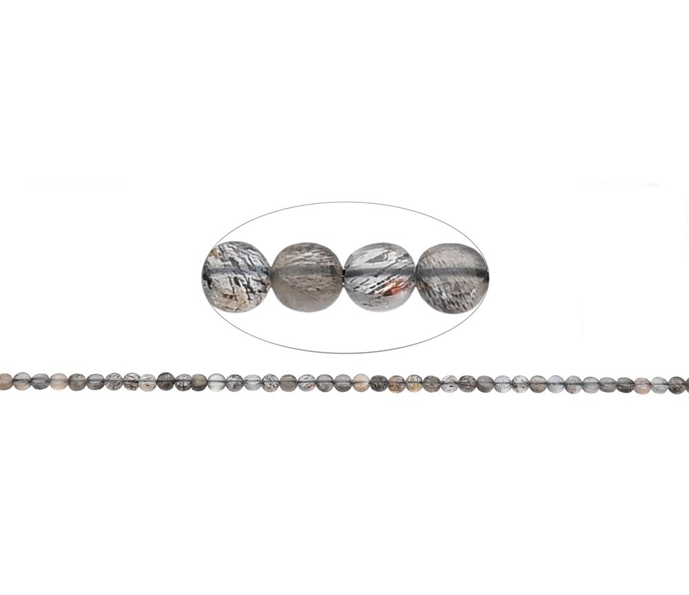 Heilstein & Edelstein-Strang - Scheibe/Coin, Mondstein (dunkel), facettiert, 04mm