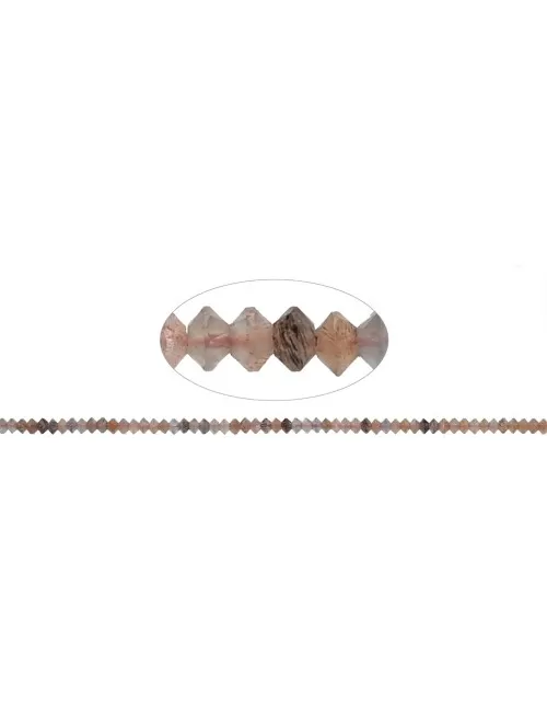 Heilstein & Edelstein-Strang - Button/Disc, Mondstein, facettiert, 02 x 03mm