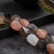 Heilstein & Edelstein-Strang - Nuggets, Mondstein (bunt), facettiert, 14 x 10mm