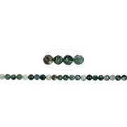 Heilstein & Edelstein-Strang - Kugeln, Moosachat, facettiert, 04mm