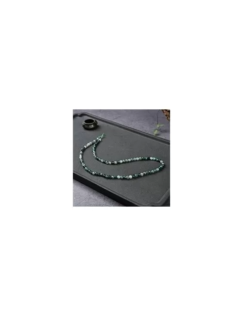 Heilstein & Edelstein-Strang - Kugeln, Moosachat, facettiert, 04mm