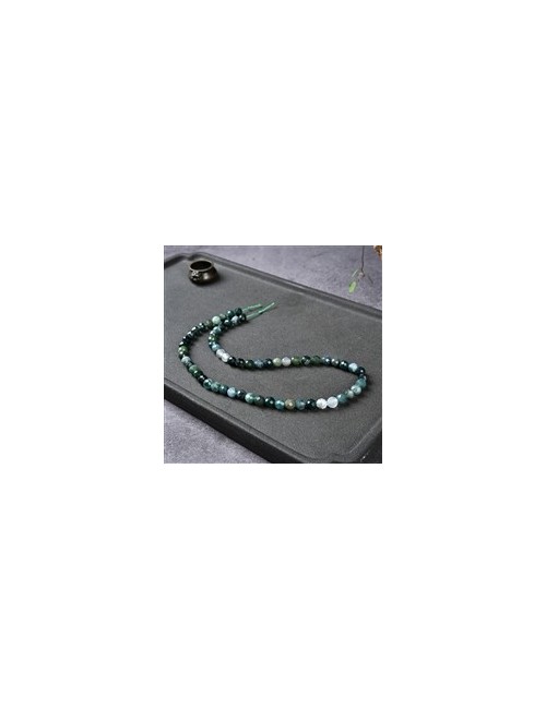 Heilstein & Edelstein-Strang - Kugeln, Moosachat, facettiert, 06mm