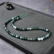 Heilstein & Edelstein-Strang - Kugeln, Moosachat, facettiert, 06mm