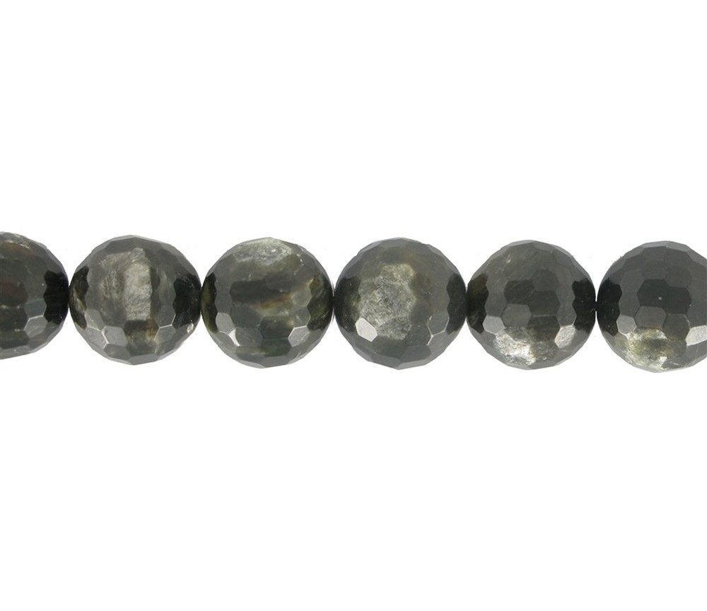 Heilstein & Edelstein-Strang - Kugeln, Muskovit-Glimmer (stab.), facettiert, 12mm