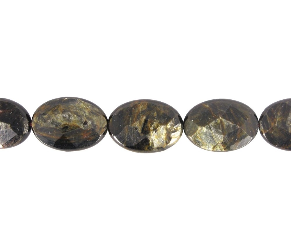 Heilstein & Edelstein-Strang - Linse, Muskovit-Glimmer, facettiert, 25 x 18mm
